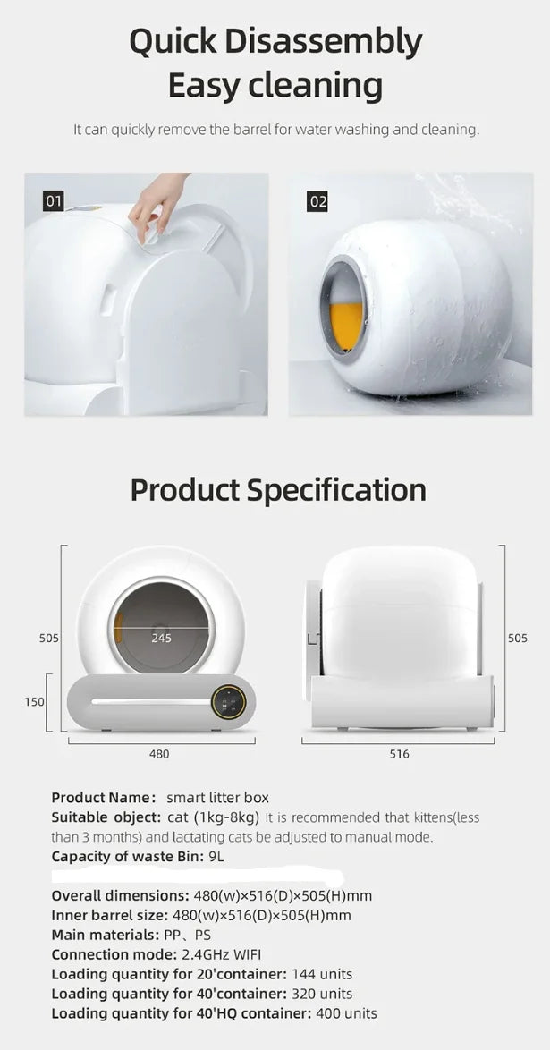 IRON WOLVES Smart Katzentoilette – Vollautomatisch mit App-Steuerung