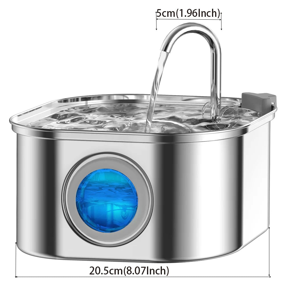 IRON WOLVES Edelstahl Wasserbrunnen – 3,2L Smart Trinkbrunnen für Katzen & Hunde