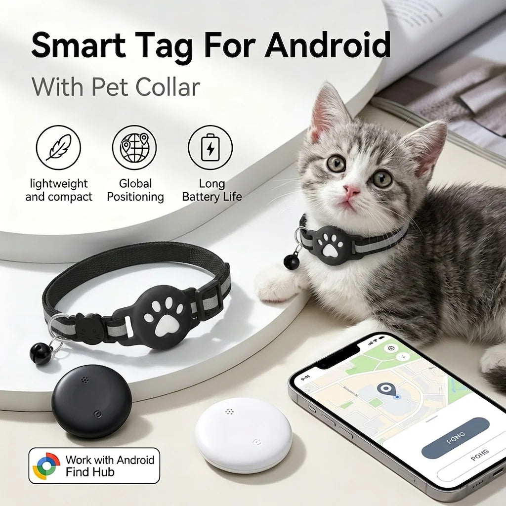 Intelligenter Ortungssensor Kompatibel mit Google Find Hub Android GPS-Tracker mit Katzenhalsband Gegenstandsfinder für Geldbörse Koffer Haustiere Tasche Gepäck
