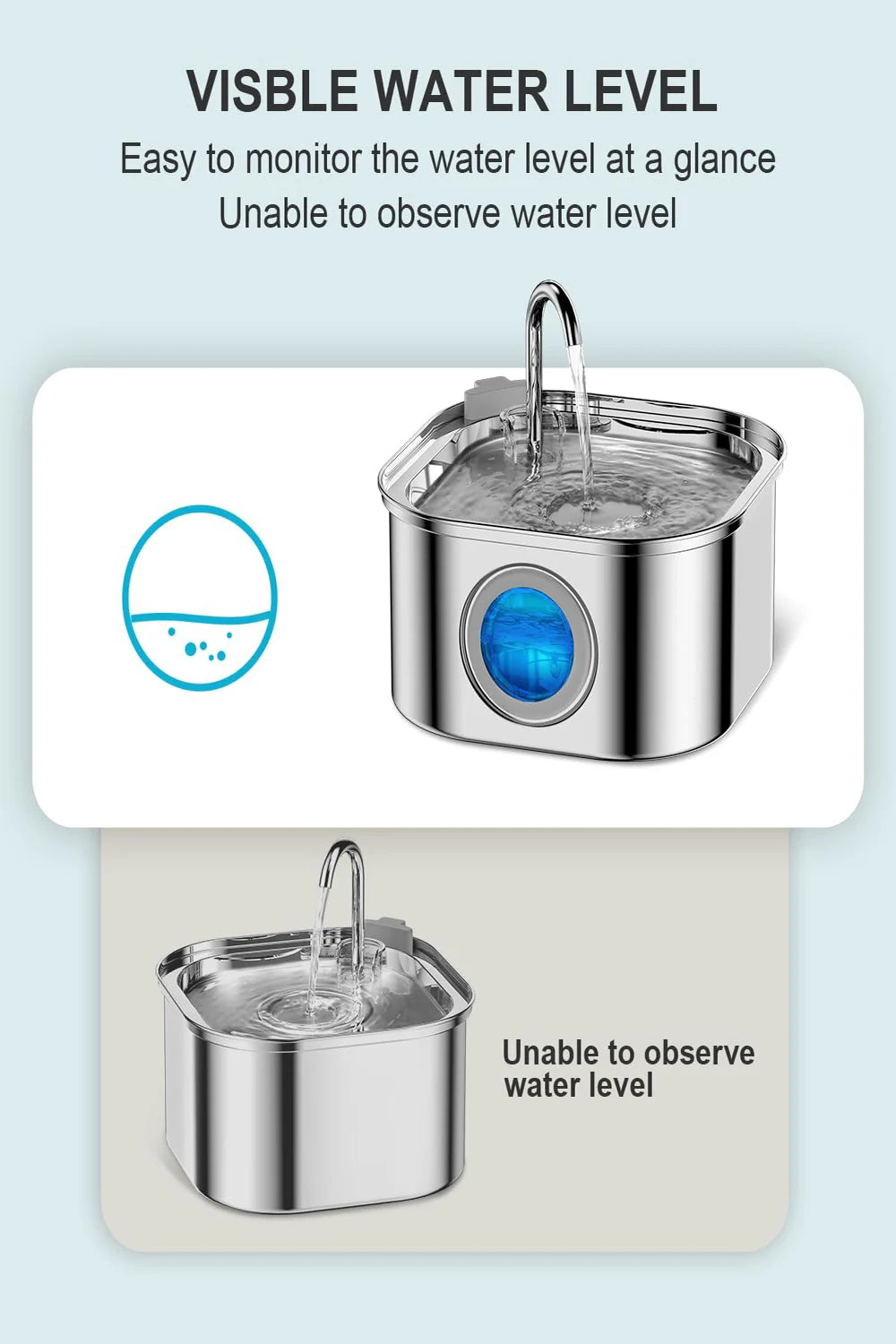 IRON WOLVES Edelstahl Wasserbrunnen – 3,2L Smart Trinkbrunnen für Katzen & Hunde