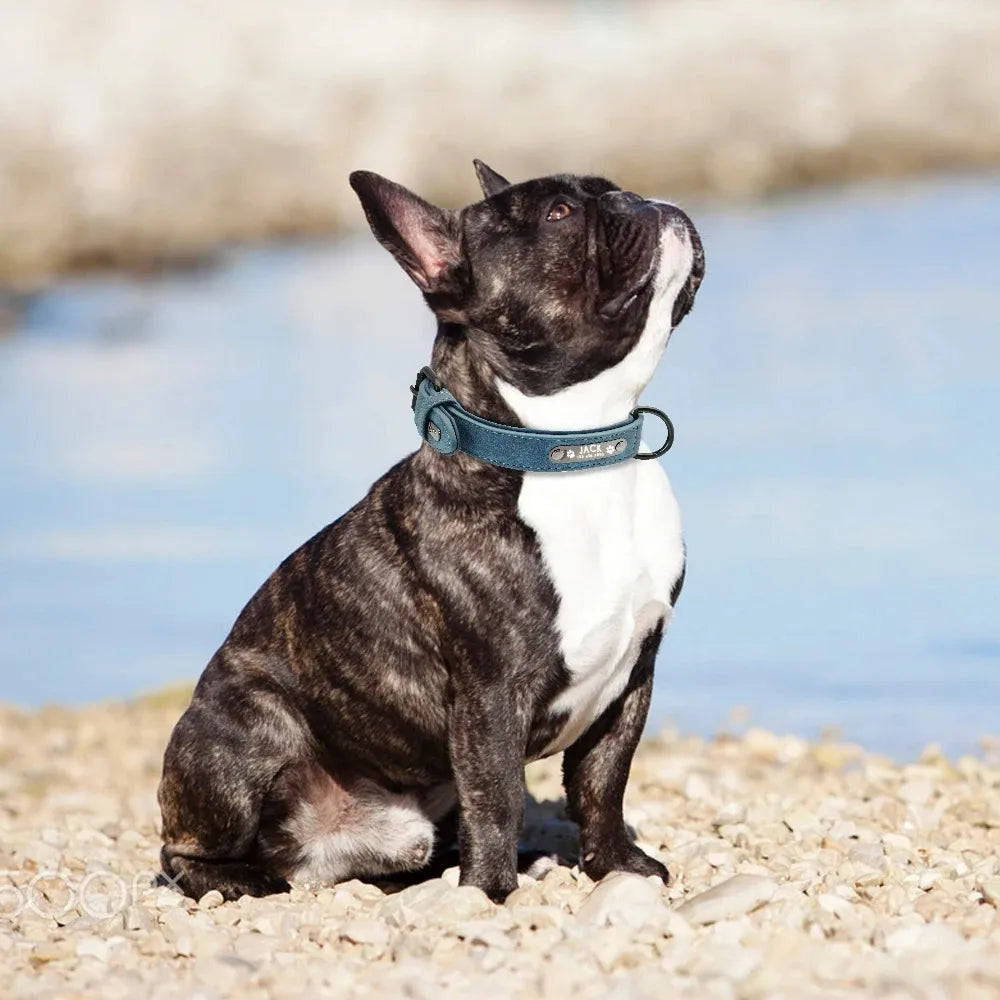 Personalisierte Namens-ID-Tags, Hundehalsbänder, individueller Text, Name, Leder-Hundehalsband für kleine, mittelgroße und große Hunde, Pitbull, Bulldogge, Beagle