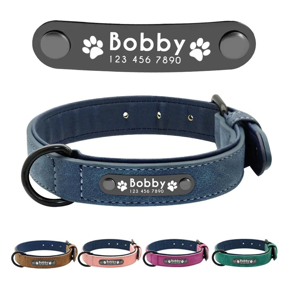 Personalisierte Namens-ID-Tags, Hundehalsbänder, individueller Text, Name, Leder-Hundehalsband für kleine, mittelgroße und große Hunde, Pitbull, Bulldogge, Beagle