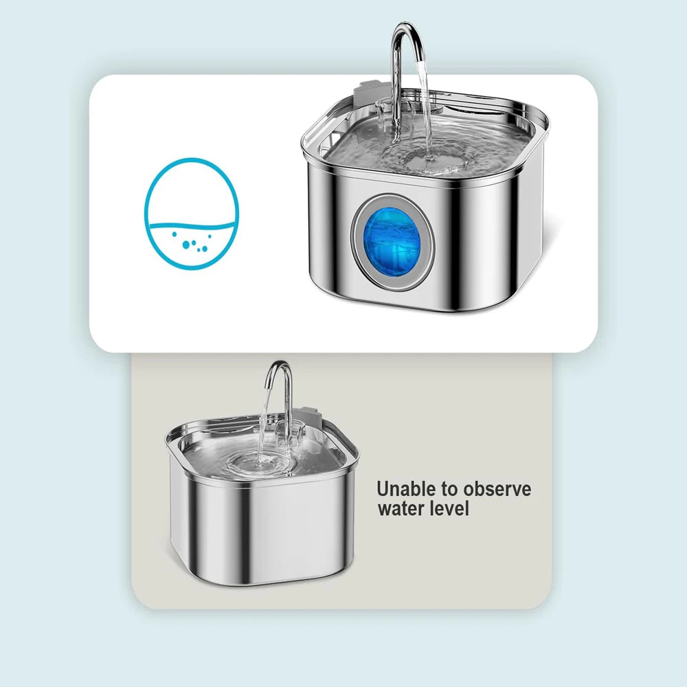 IRON WOLVES Edelstahl Wasserbrunnen – 3,2L Smart Trinkbrunnen für Katzen & Hunde