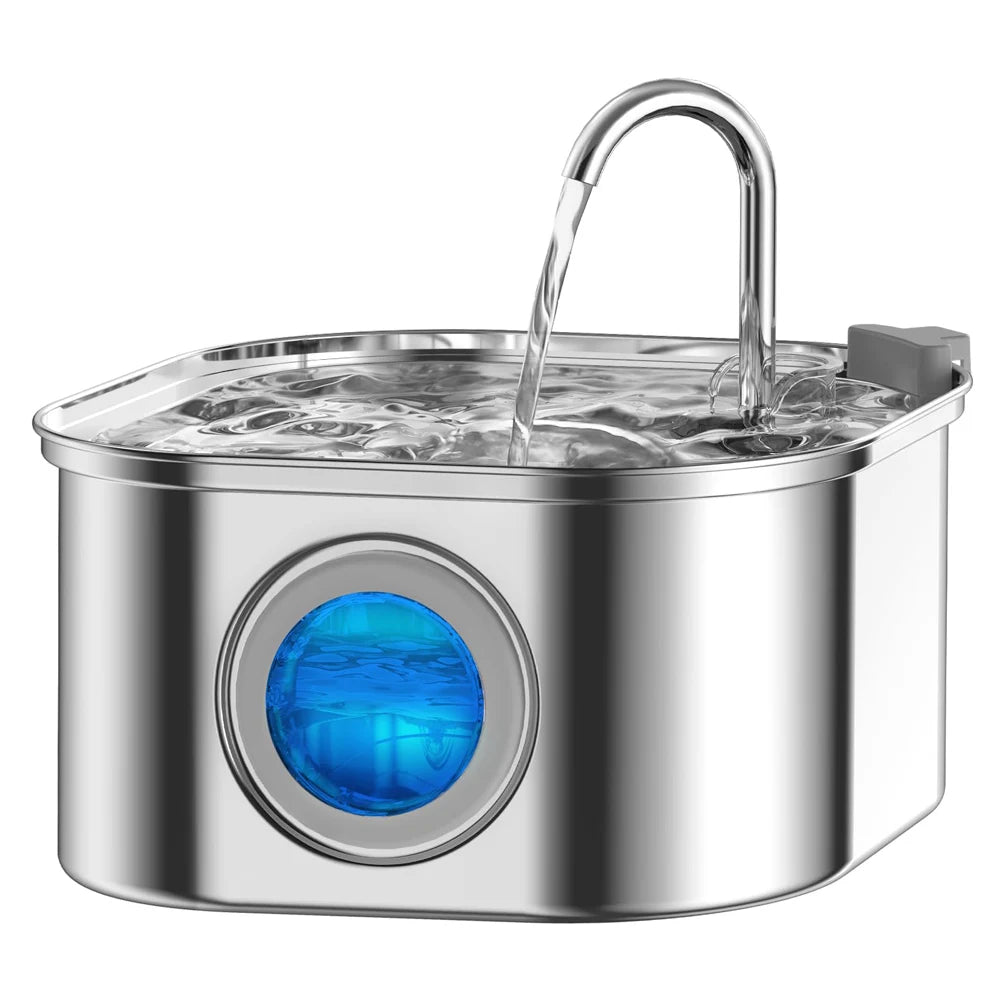 IRON WOLVES Edelstahl Wasserbrunnen – 3,2L Smart Trinkbrunnen für Katzen & Hunde