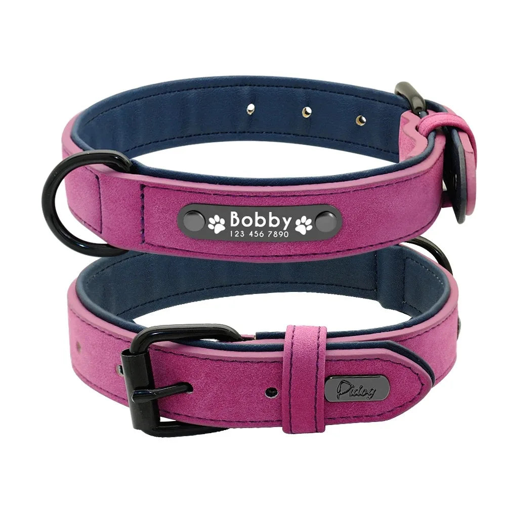 Personalisierte Namens-ID-Tags, Hundehalsbänder, individueller Text, Name, Leder-Hundehalsband für kleine, mittelgroße und große Hunde, Pitbull, Bulldogge, Beagle