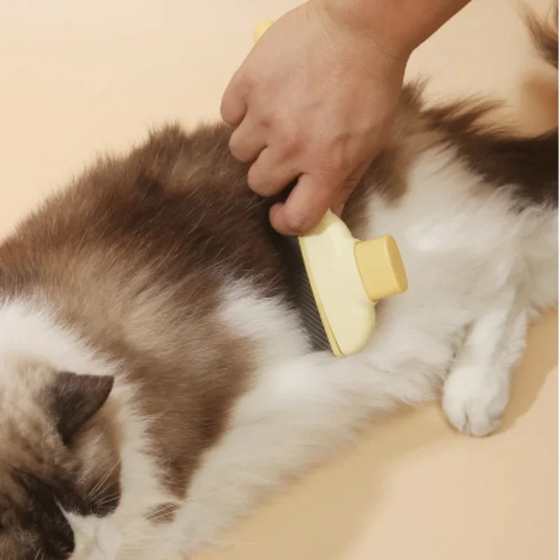 Neuer Haustierkamm für Katzen und Hunde – Entwirrungsbürste mit selbstreinigendem Design, Anti-Ausfallen und Flohentfernungs-Pflegewerkzeug