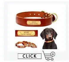 Personalisierte Namens-ID-Tags, Hundehalsbänder, individueller Text, Name, Leder-Hundehalsband für kleine, mittelgroße und große Hunde, Pitbull, Bulldogge, Beagle