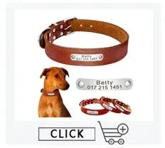 Personalisierte Namens-ID-Tags, Hundehalsbänder, individueller Text, Name, Leder-Hundehalsband für kleine, mittelgroße und große Hunde, Pitbull, Bulldogge, Beagle