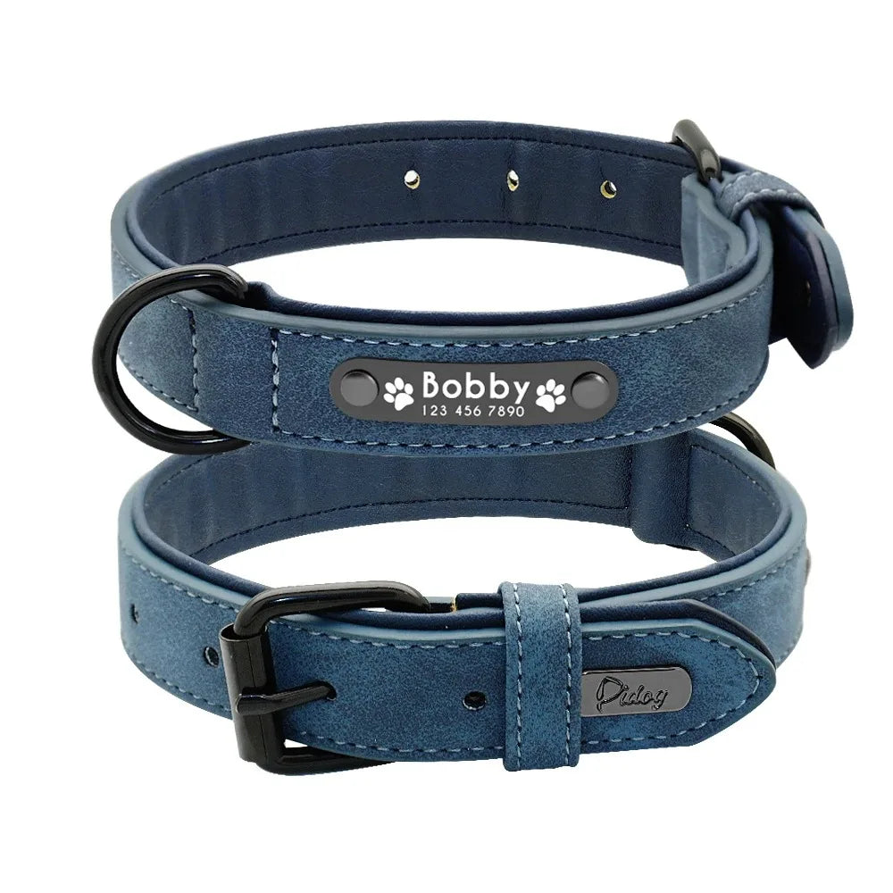 Personalisierte Namens-ID-Tags, Hundehalsbänder, individueller Text, Name, Leder-Hundehalsband für kleine, mittelgroße und große Hunde, Pitbull, Bulldogge, Beagle