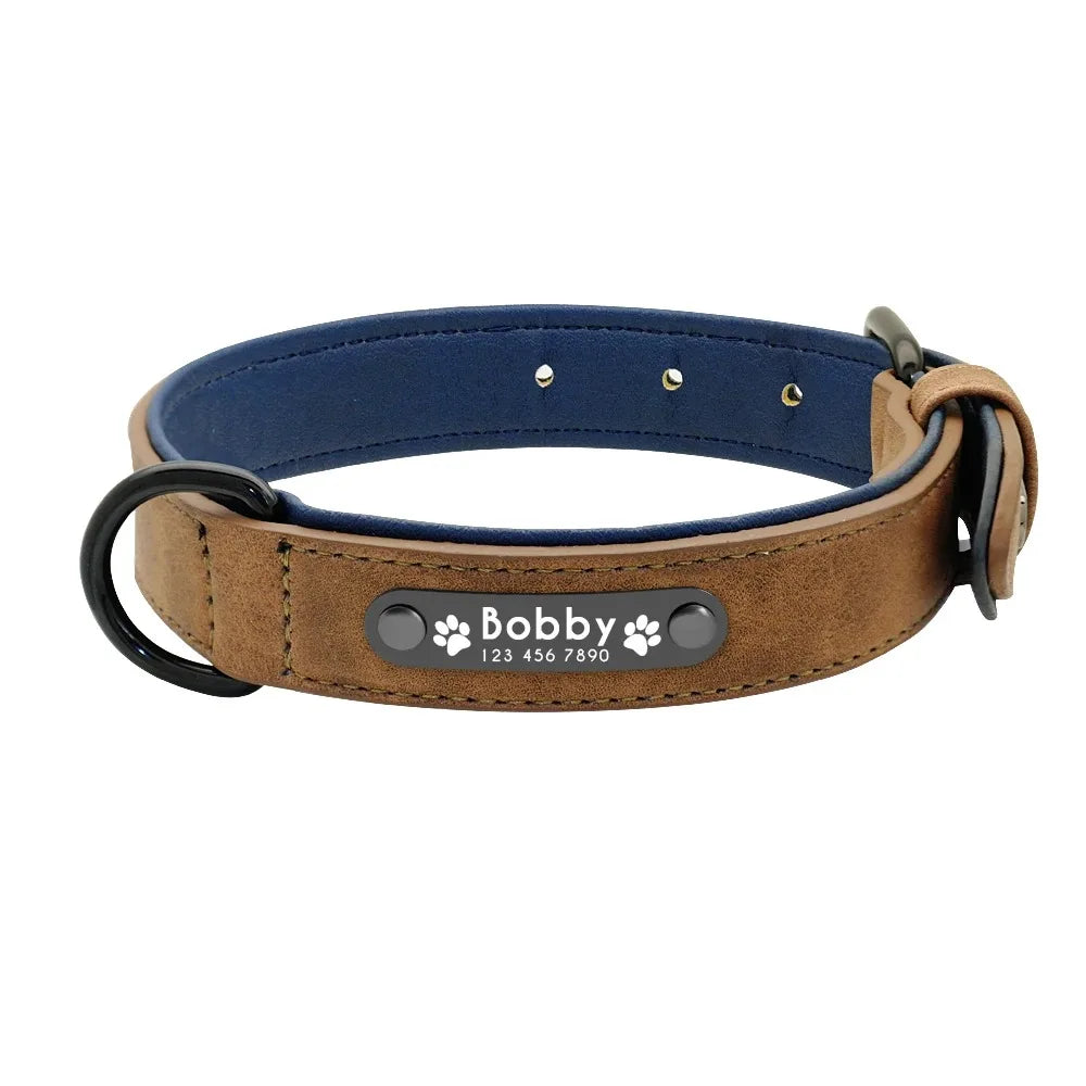 Personalisierte Namens-ID-Tags, Hundehalsbänder, individueller Text, Name, Leder-Hundehalsband für kleine, mittelgroße und große Hunde, Pitbull, Bulldogge, Beagle