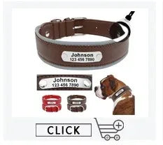Personalisierte Namens-ID-Tags, Hundehalsbänder, individueller Text, Name, Leder-Hundehalsband für kleine, mittelgroße und große Hunde, Pitbull, Bulldogge, Beagle