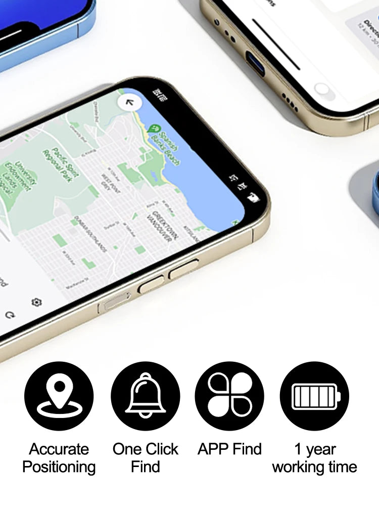 Intelligenter Ortungssensor Kompatibel mit Google Find Hub Android GPS-Tracker mit Katzenhalsband Gegenstandsfinder für Geldbörse Koffer Haustiere Tasche Gepäck
