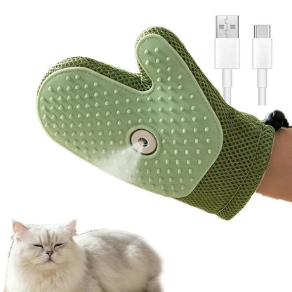 Valley of the Wolves grüne 3-in-1 Dampf-Pflegebürste als Handschuh mit Silikonnoppen zur sanften Fellpflege für Katzen