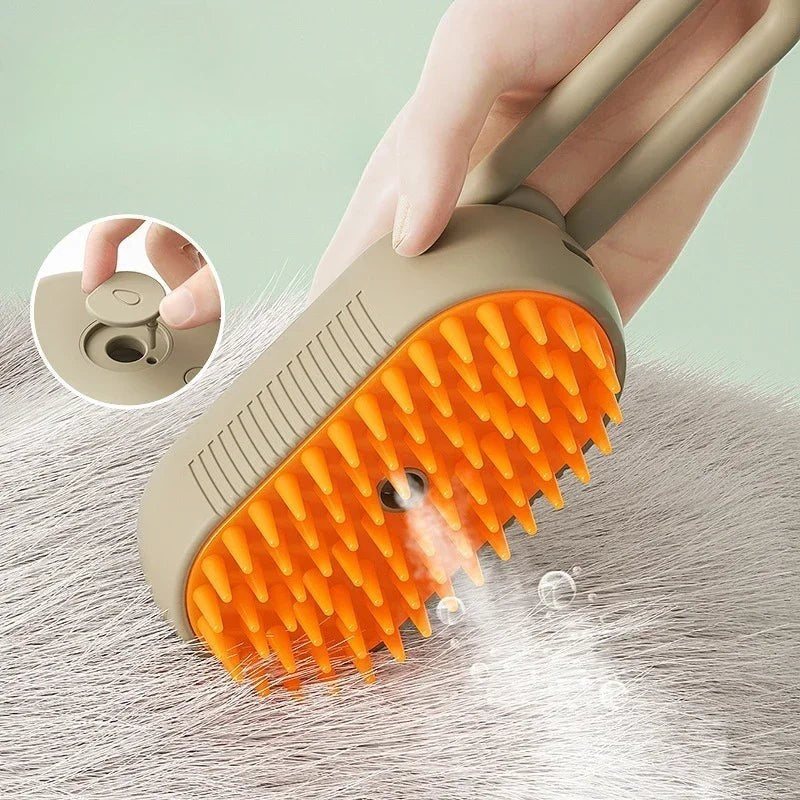 Valley of the Wolves 3-in-1 Dampfbürste für Haustiere mit weichen Silikonborsten zur Fellpflege und Massage