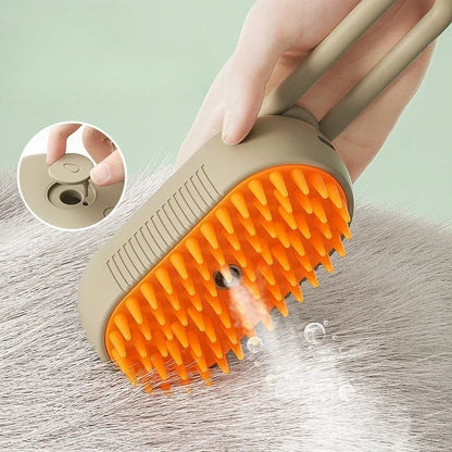 Valley of the Wolves 3-in-1 Dampfbürste für Haustiere mit weichen Silikonborsten zur Fellpflege und Massage