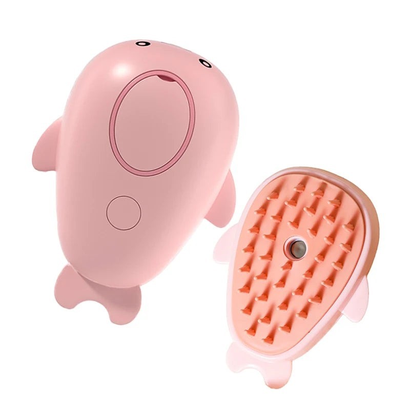Valley of the Wolves 3-in-1 elektrische Dampfbürste für Haustiere in Rosa mit Massagefunktion und weichen Borsten