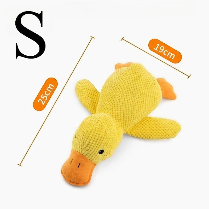 Valley of the Wolves Enten-Hundespielzeug aus gelbem Fleece mit Quietscher, 25 cm lang, ideal für kleine und große Hunde