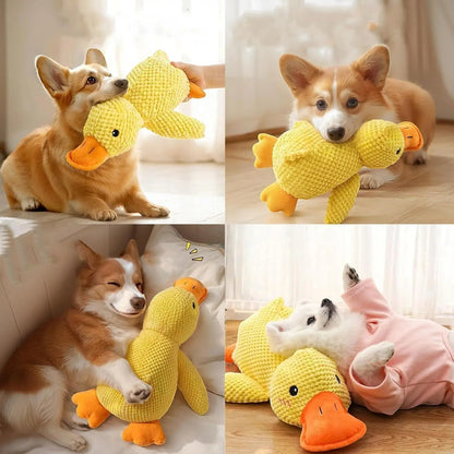 Valley of the Wolves Enten-Hundespielzeug aus gelbem Fleece mit Quietscher, ideal für kleine und große Hunde zum Spielen