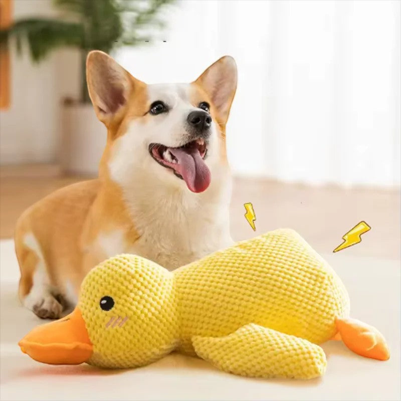 Valley of the Wolves Enten-Hundespielzeug aus gelbem Fleece mit Quietschfunktion für Hunde