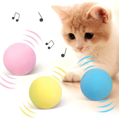 Valley of the Wolves interaktive Plüsch-Spielzeugbälle für Katzen in Rosa, Gelb und Blau mit Sound-Funktion