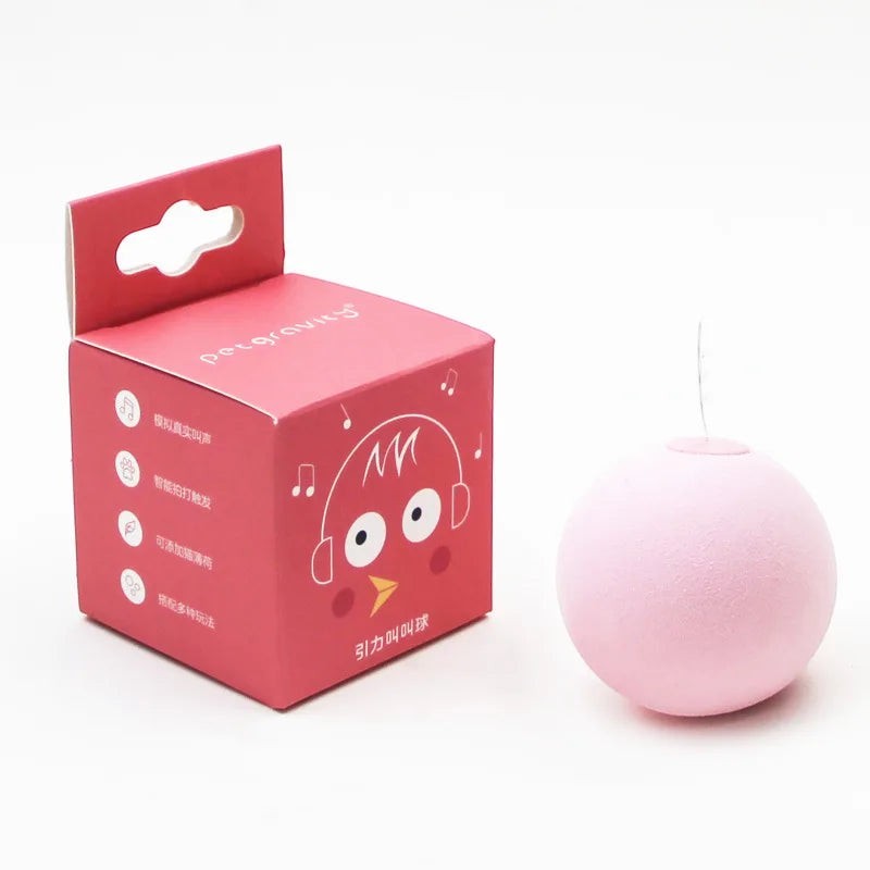 Valley of the Wolves rosa interaktiver Katzenspielzeug-Ball aus weichem Plüsch mit integriertem Sound-Sensor