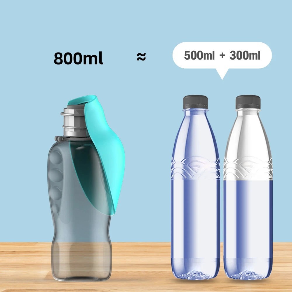 Valley of the Wolves 800ml tragbare Wasserflasche für Hunde in Türkis mit faltbarem Trinknapf für unterwegs