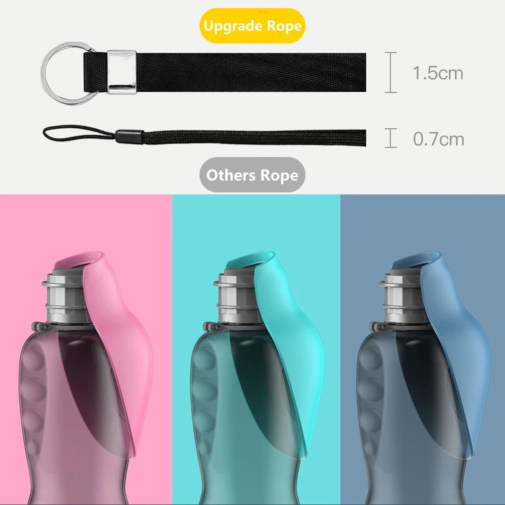 Valley of the Wolves tragbare 800ml Hundewasserflaschen in Pink, Türkis und Blau mit Trageschlaufe für unterwegs