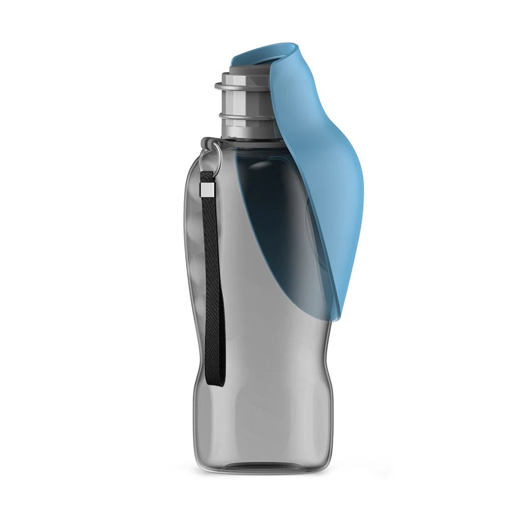 Valley of the Wolves tragbare 800 ml Hundewasserflasche aus Kunststoff mit blauem faltbarem Trinknapf für unterwegs