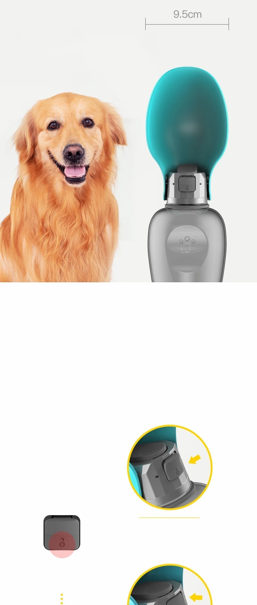 Valley of the Wolves tragbare 800ml Hundewasserflasche in Türkis mit Trinknapf für unterwegs